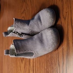 Grey leather baby boots